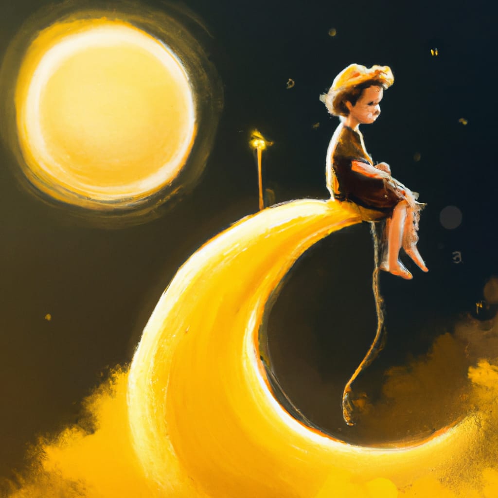 Boy on Moon in Rembrandt Style with Supernova
