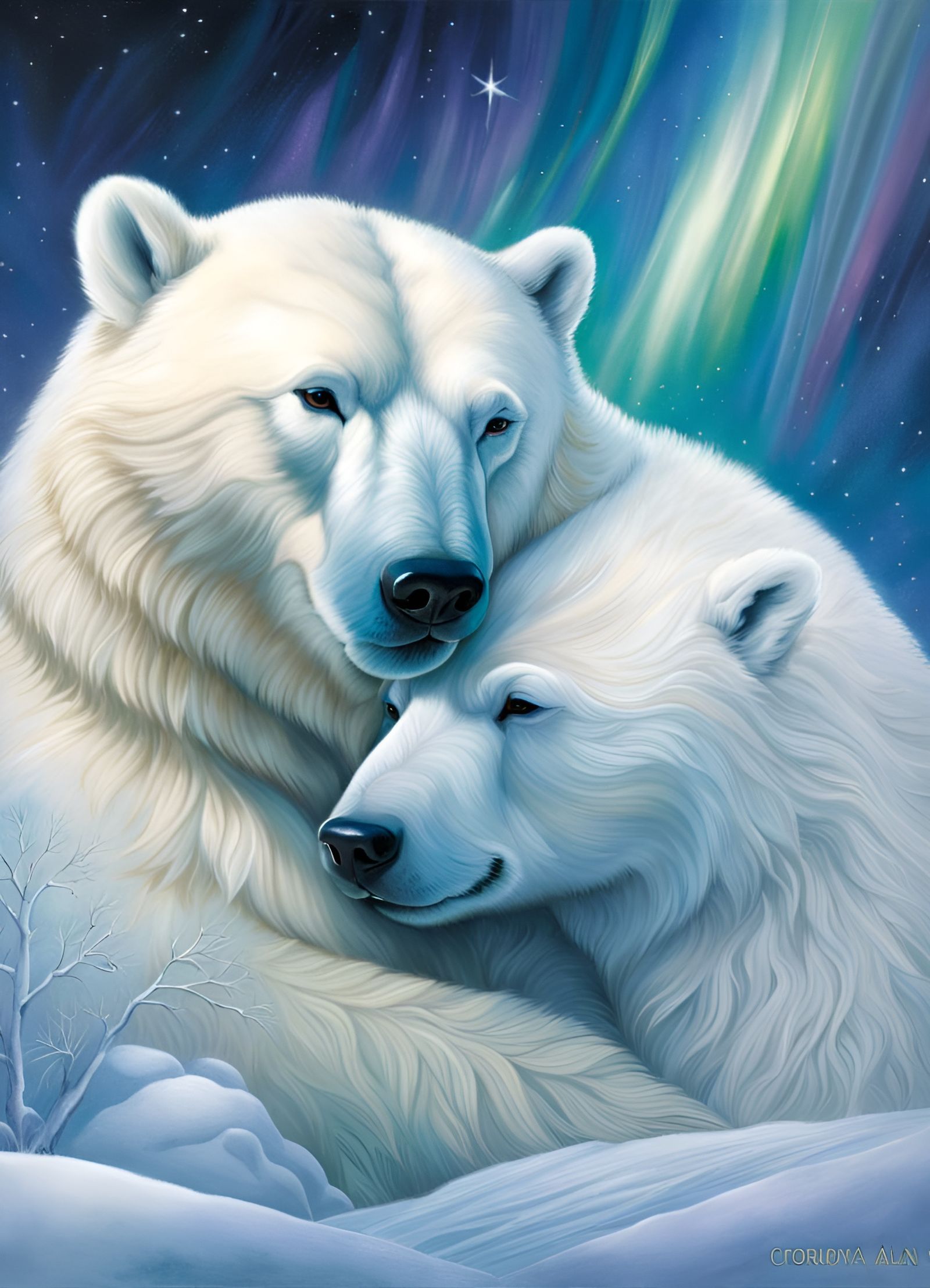 Polar Bear and Rabbit Fantasy Portrait