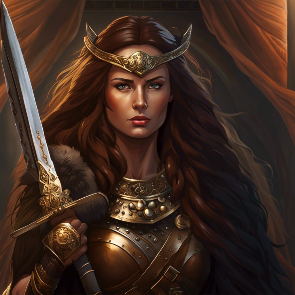 Bronze Age Warrior Woman in Armor, Artstation Style