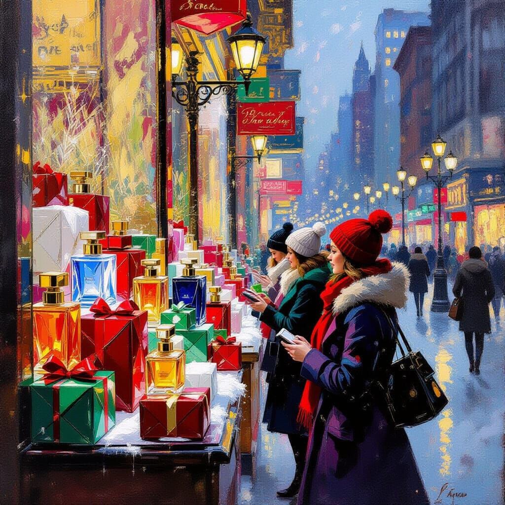 Christmas Shopping in Manhattan: Festive Perfume Displays