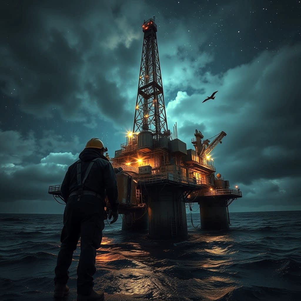 Oil Rig Workers in Steampunk Atmosphere
