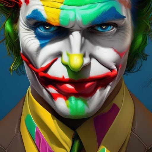 Abstract Joker Portrait in Vibrant Color Splash