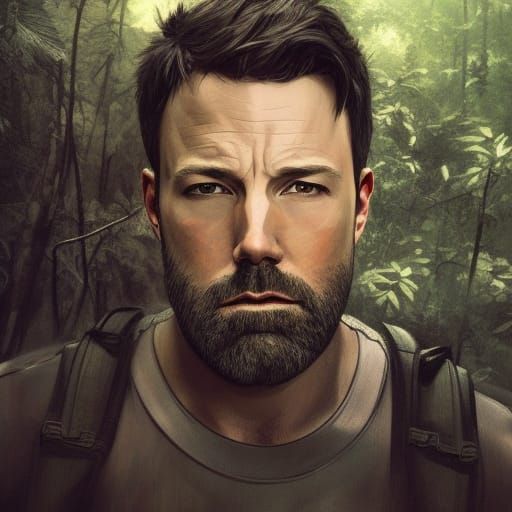 Hyperrealistic Portrait of Ben Affleck in Lush Forest