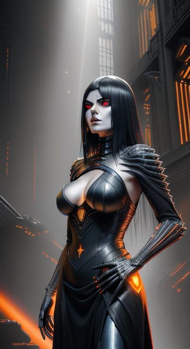 Sinister Female Torso Portrait in H.R. Giger Style