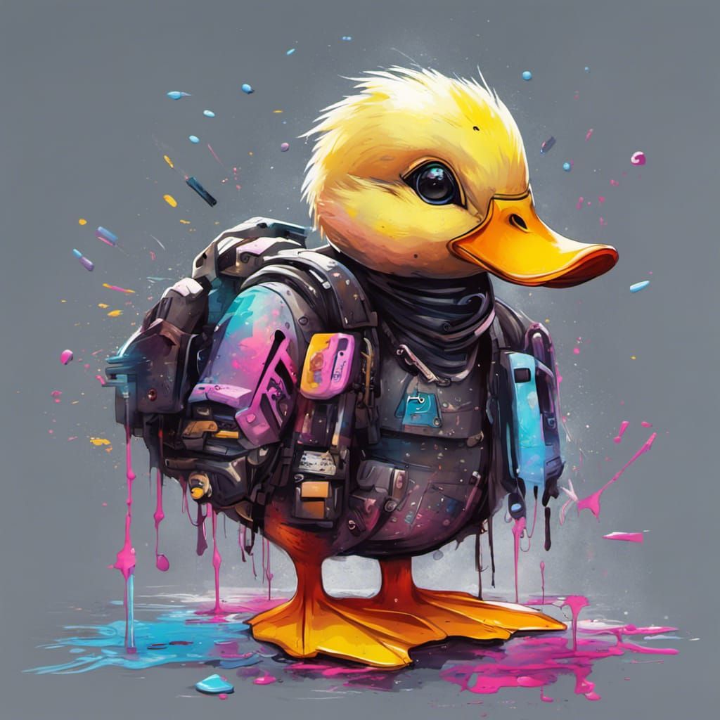 Cyberpunk Duck Graffiti Art: Ultra Detailed
