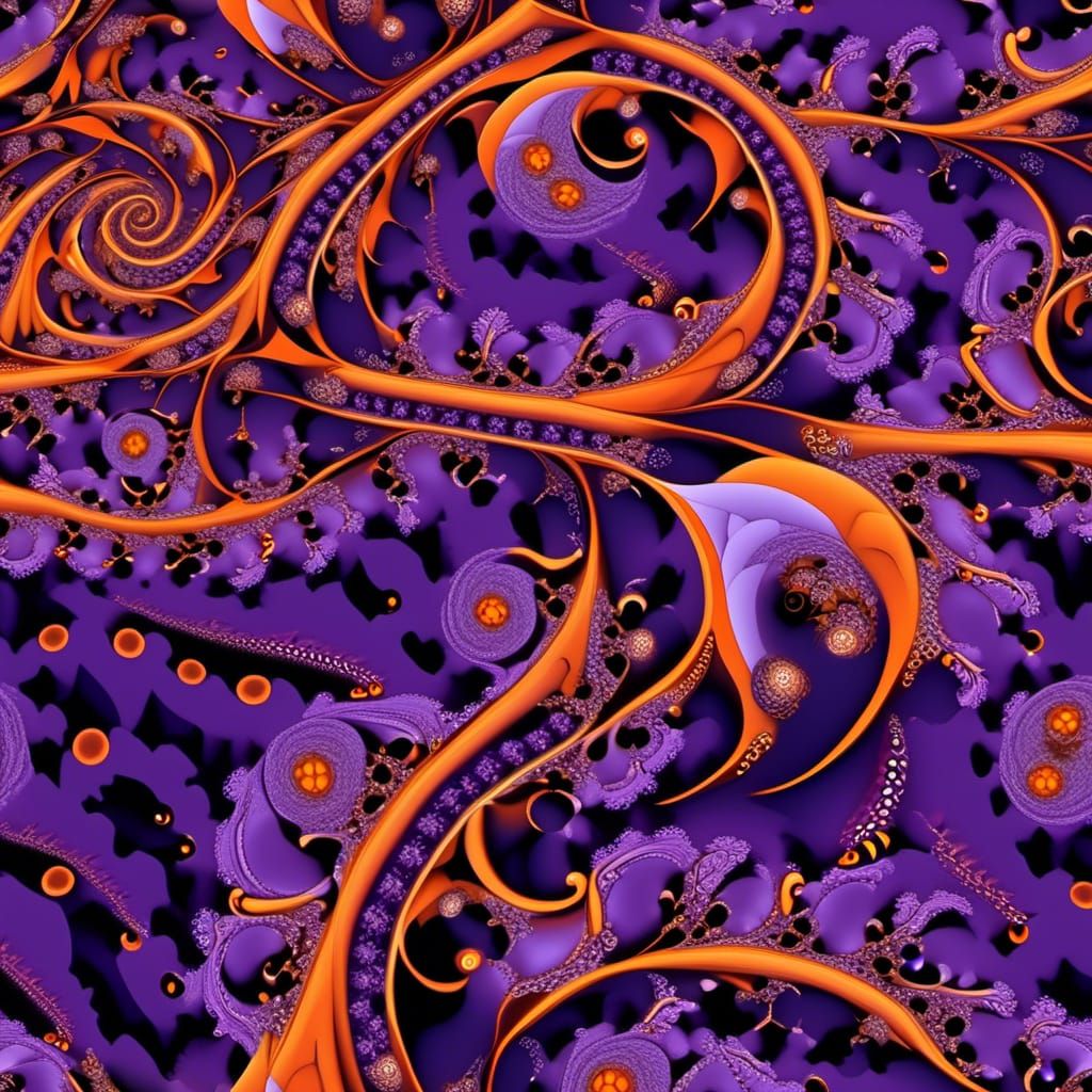 Halloween Fractal Art with Flying Witches