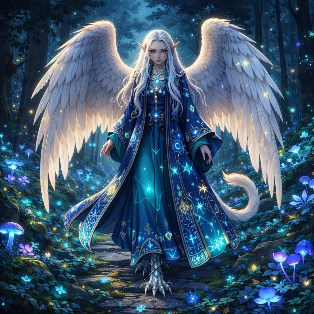 Enchanted Forest Path with Bioluminescent Flora