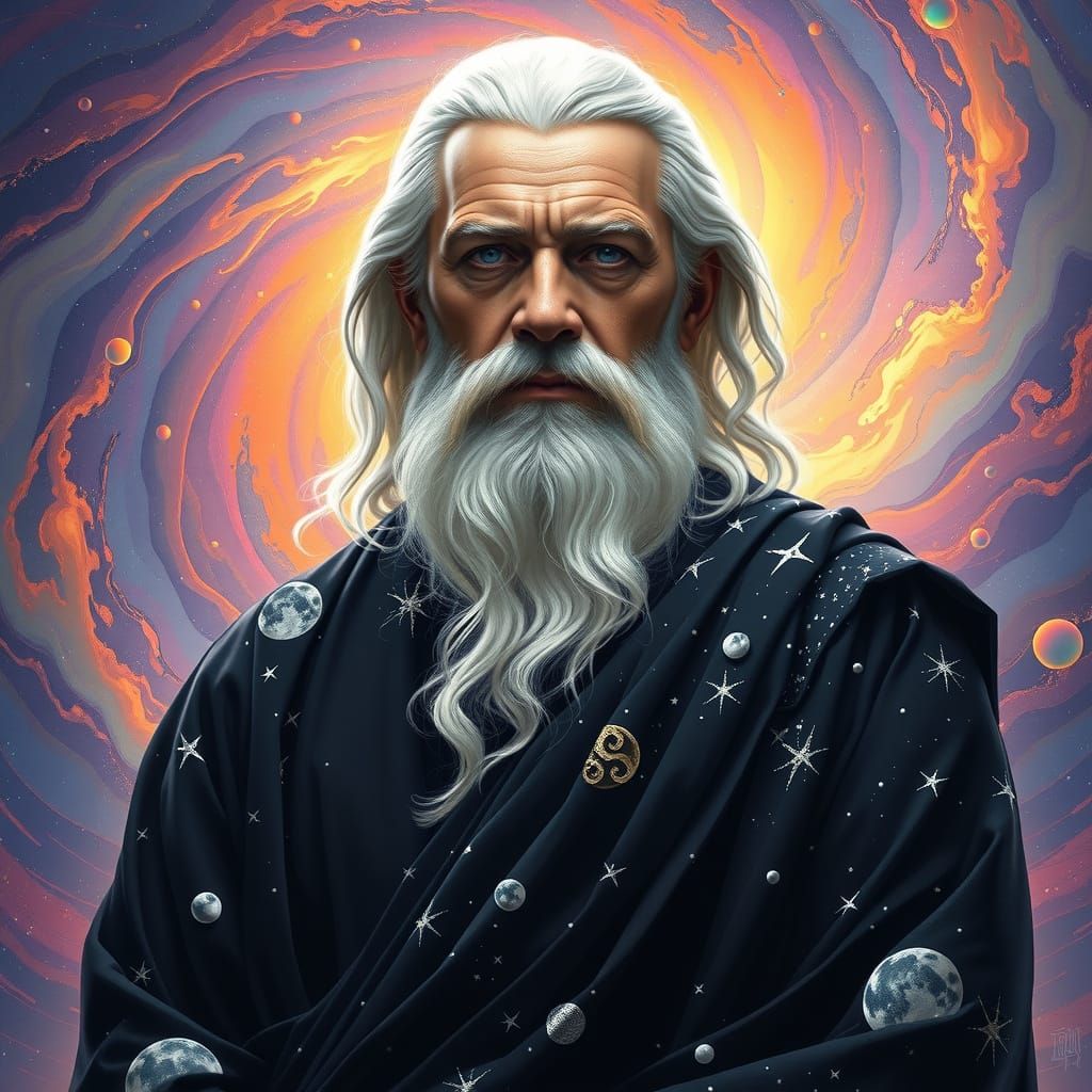 Ethereal Being Embodies Balance and Harmony in Cosmic Aura