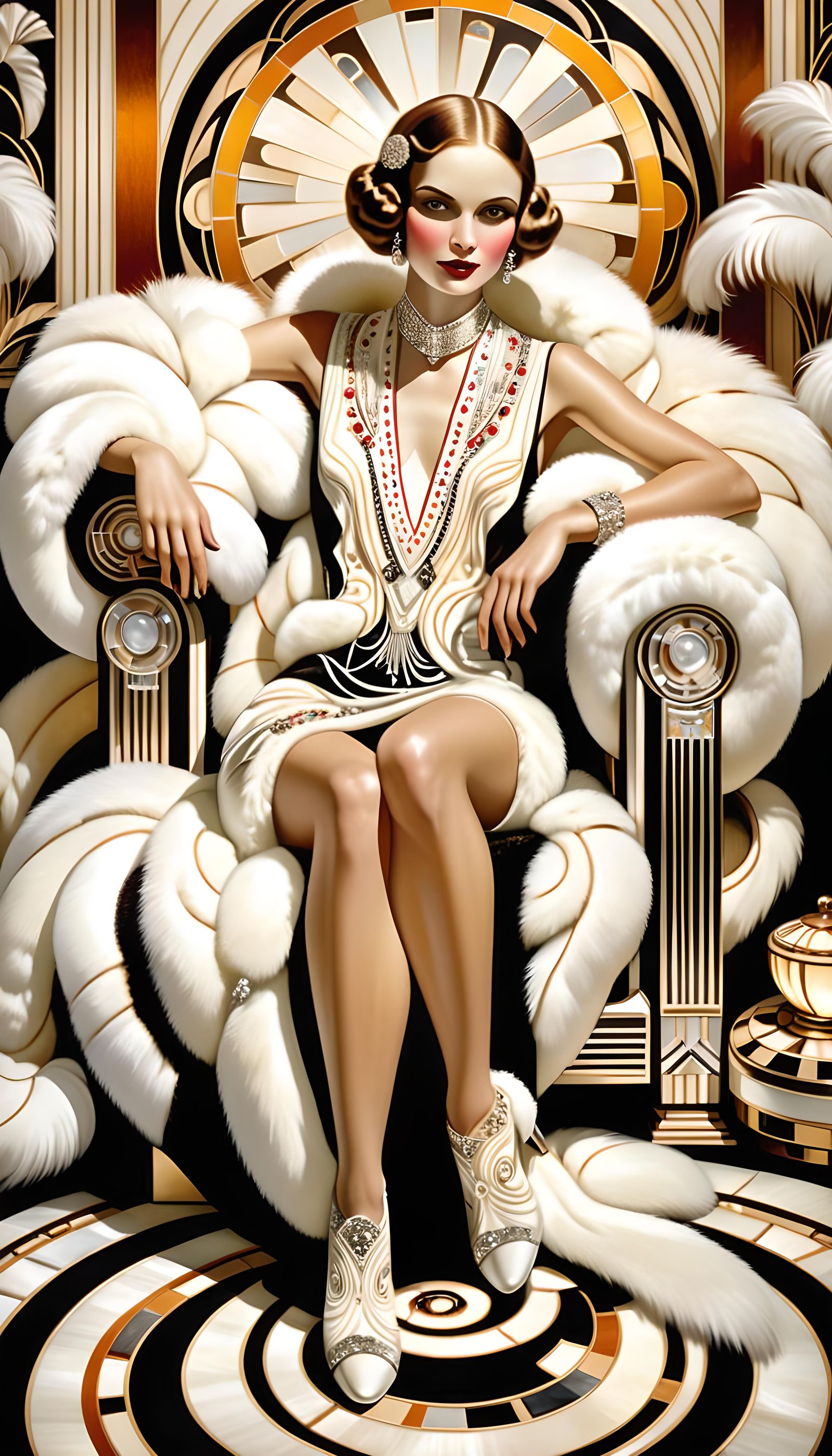 Glamorous Woman in Fur, Tamara de Lempicka Style
