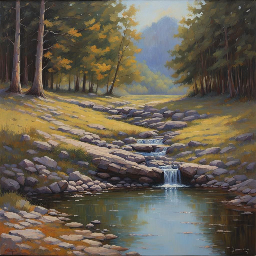Tranquil Landscape in Oil Painting Style
