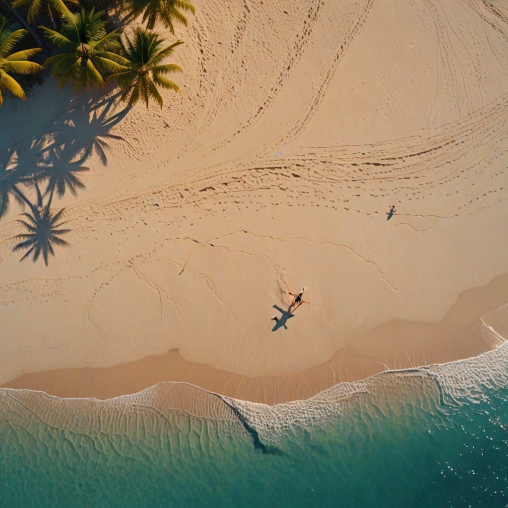 Drone's view of an isolated topless beach