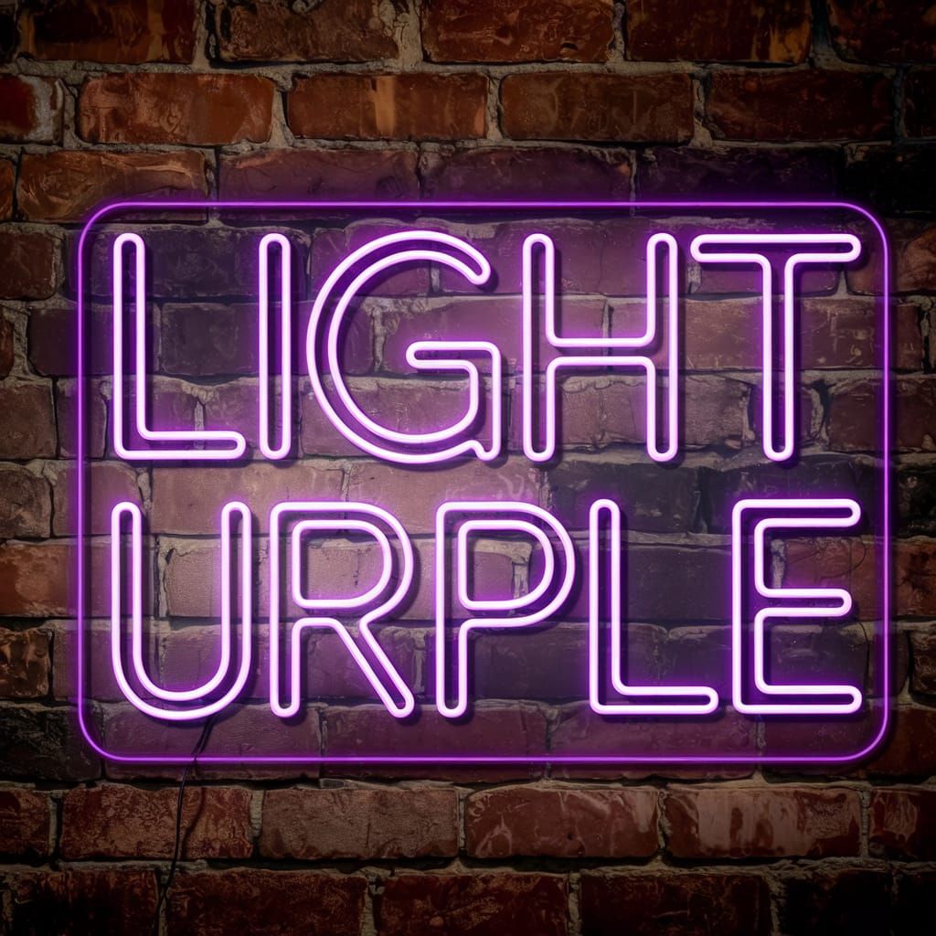 A purple neon sign that says "light urple"