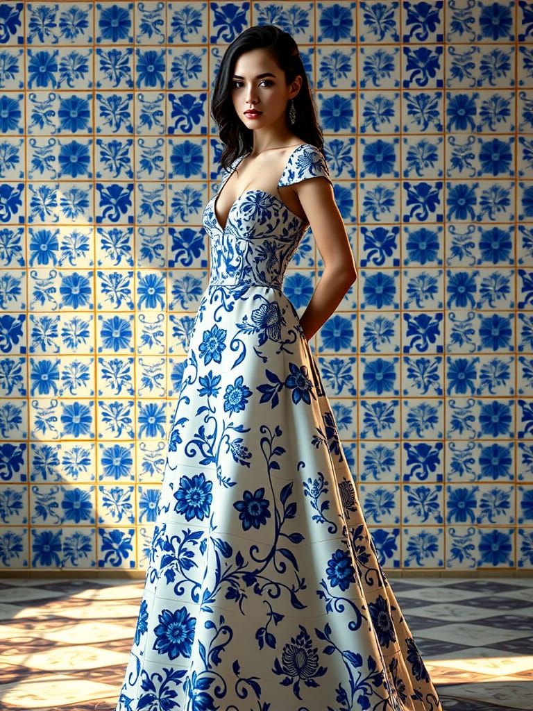 Glowing Delft Goddess in 17th-Century Dutch Style