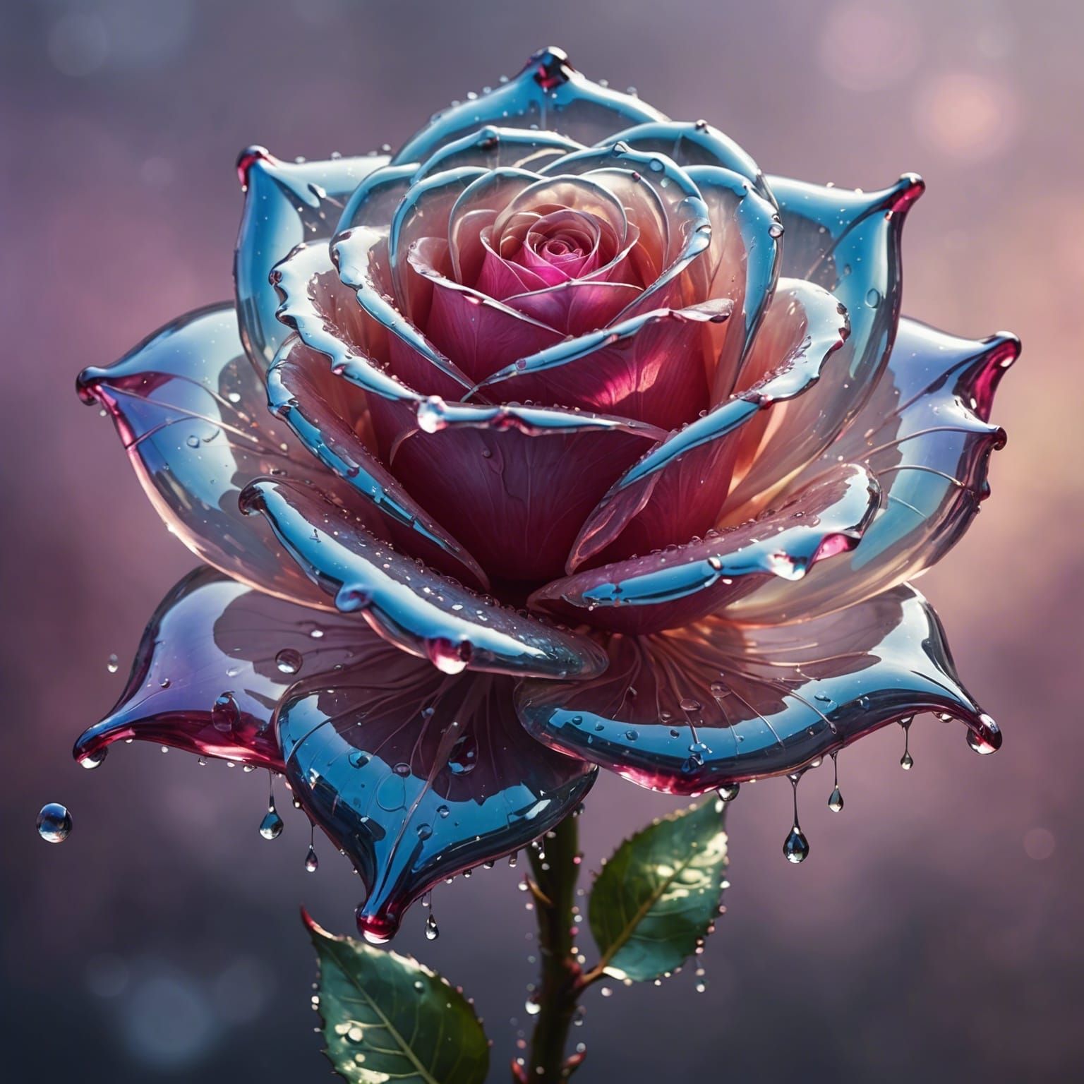 Surreal Transparent Glass Rose Dreamscape