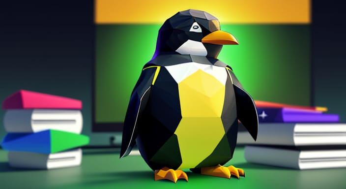 Vibrant Linux Penguin in Low-Poly 3D Style