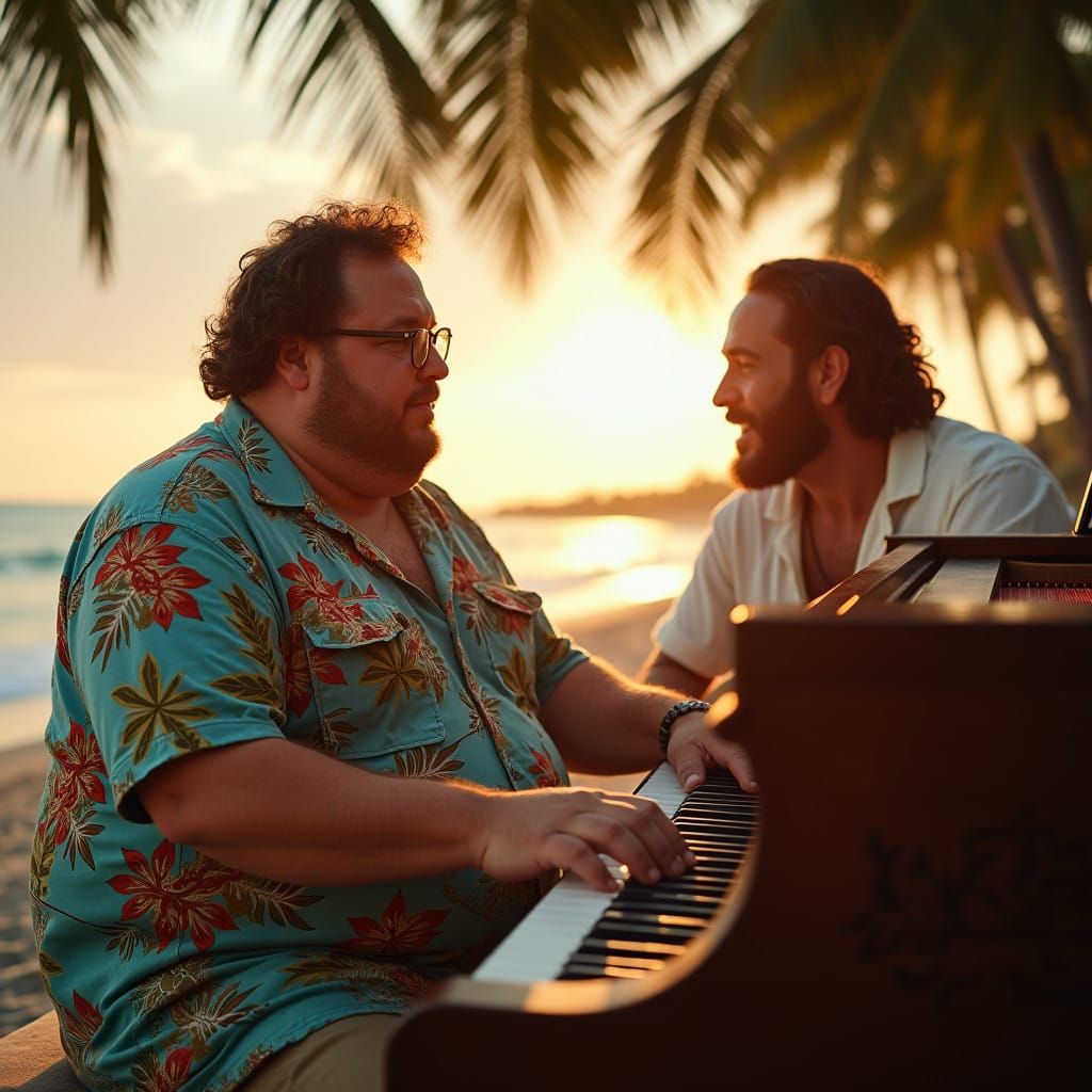 Peaceful Piano Serenade on Tropical Beach at Golden Hour