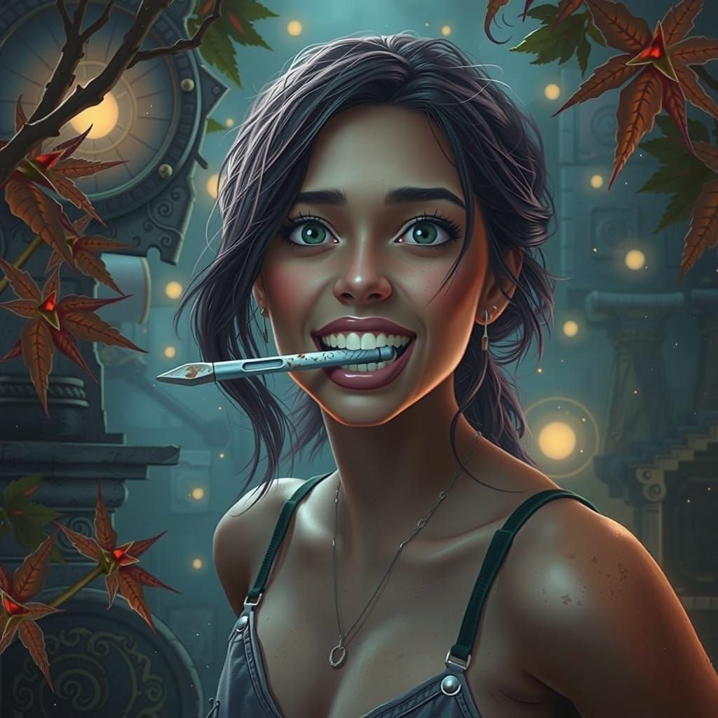 Mystical Worker Unleashes Power with Ancient Tool