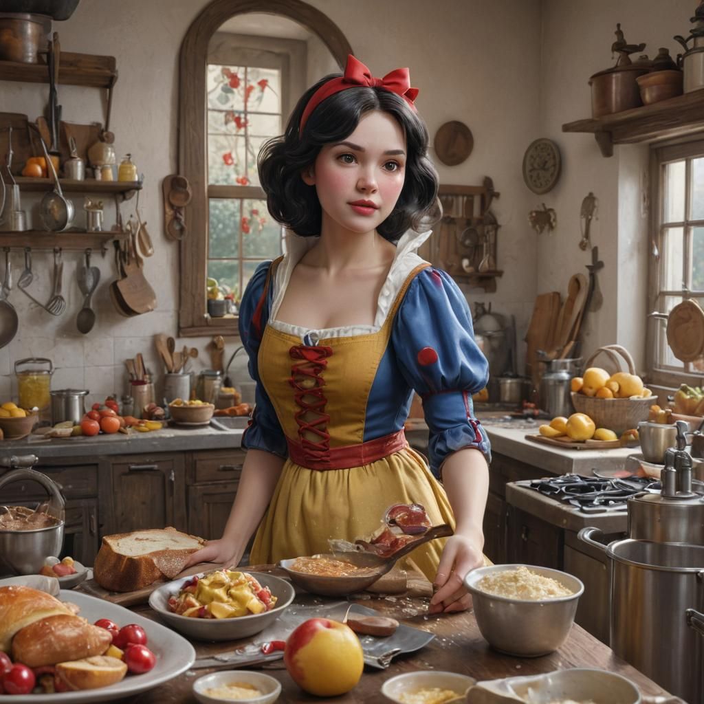 Snow White and Disney Princesses: Modern Life Portrait