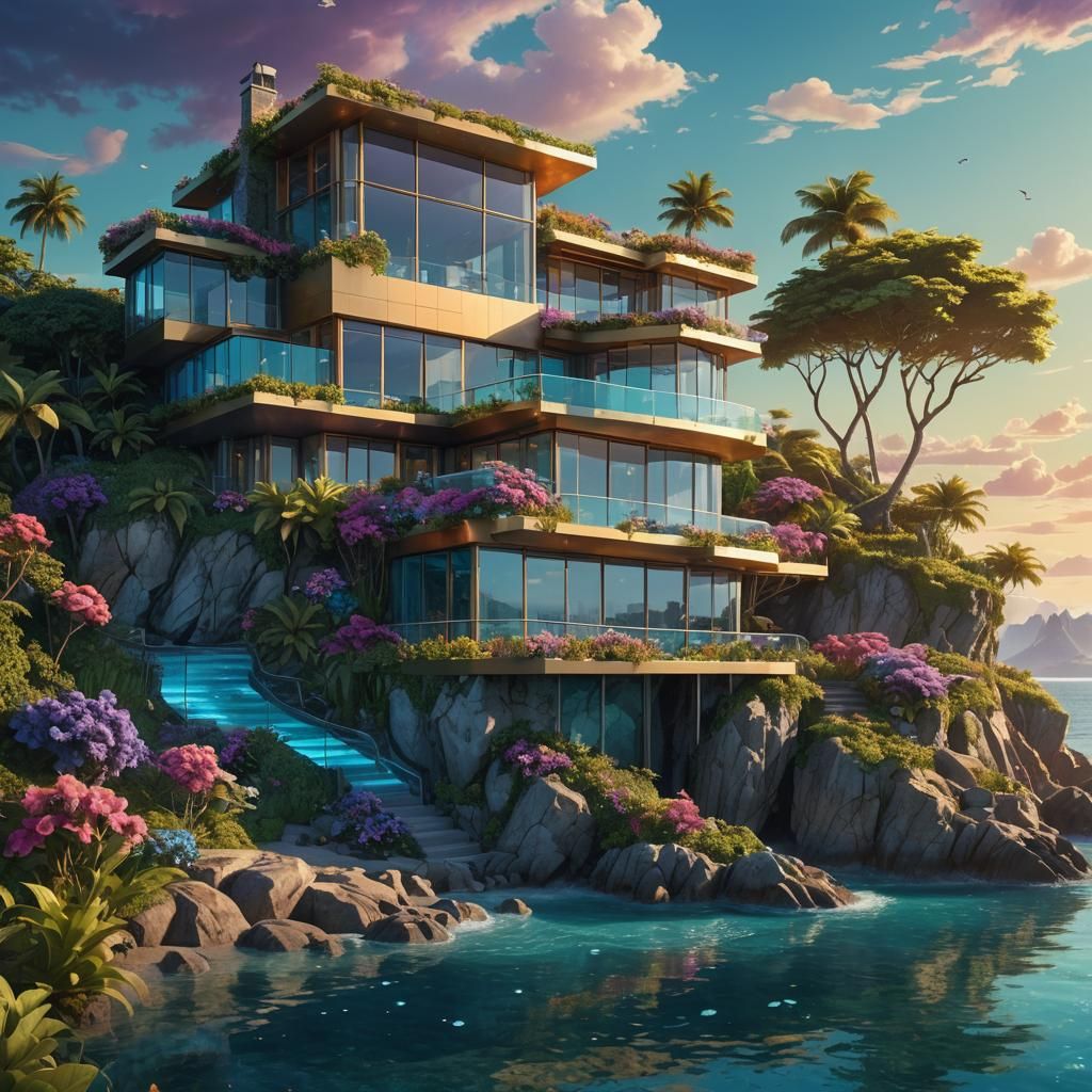 Modern Island House: Fantasy Concept Art
