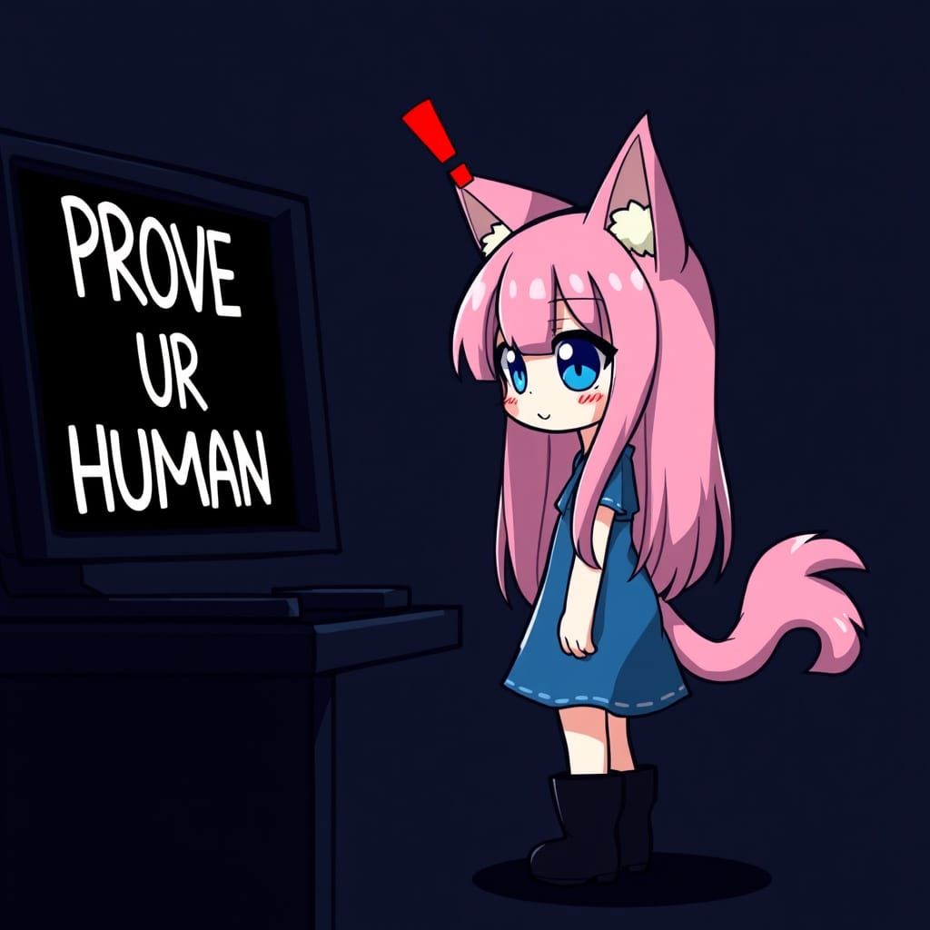 Adorable Anime Catgirl Challenges Humanhood in Moody Lightin...