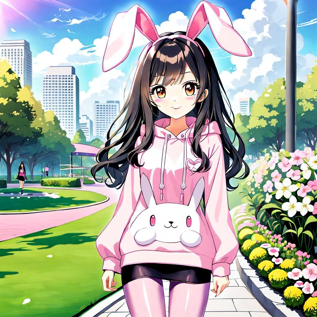 Cute Bunny Girl in the park