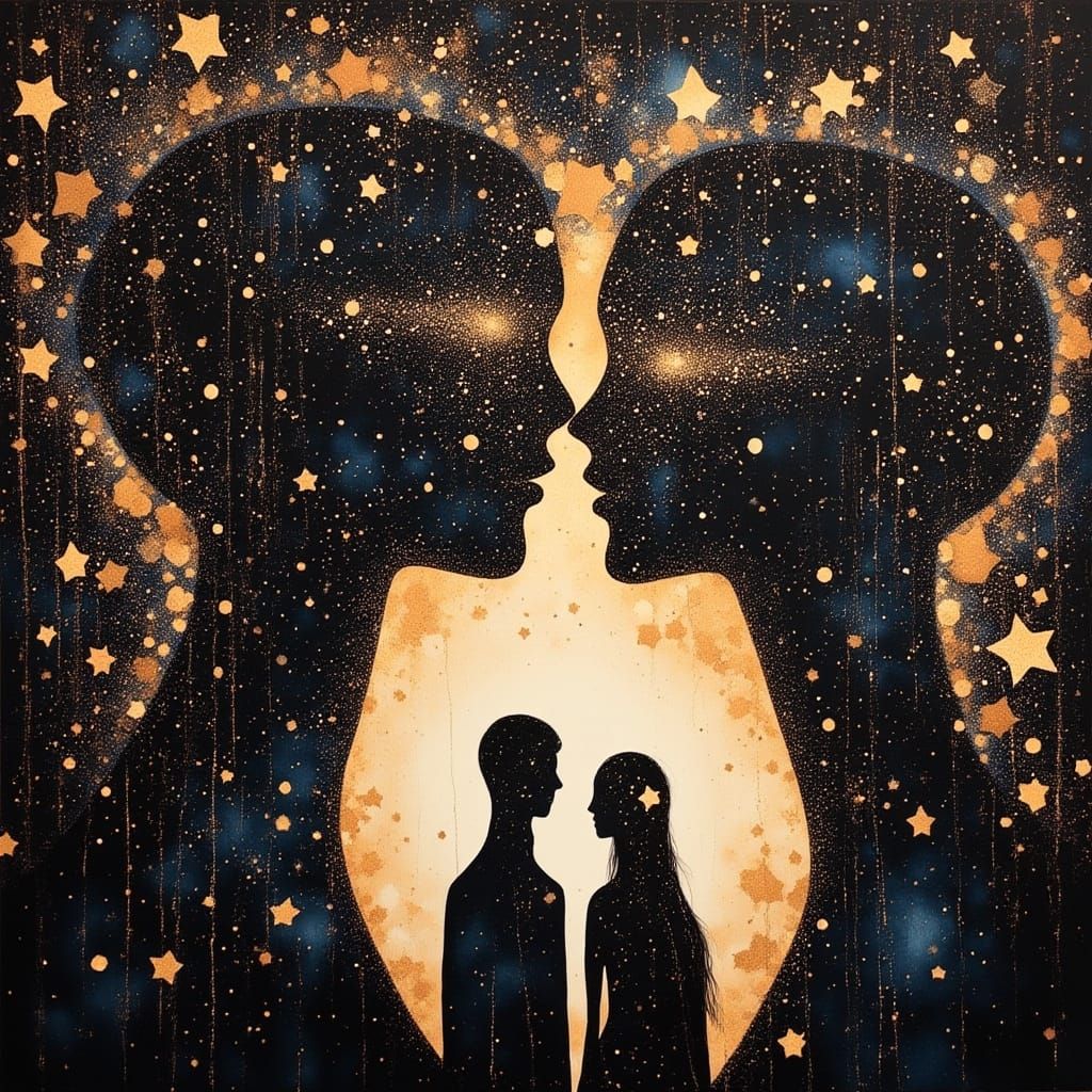 Starstruck Lovers in a Whimsical Oil Painting