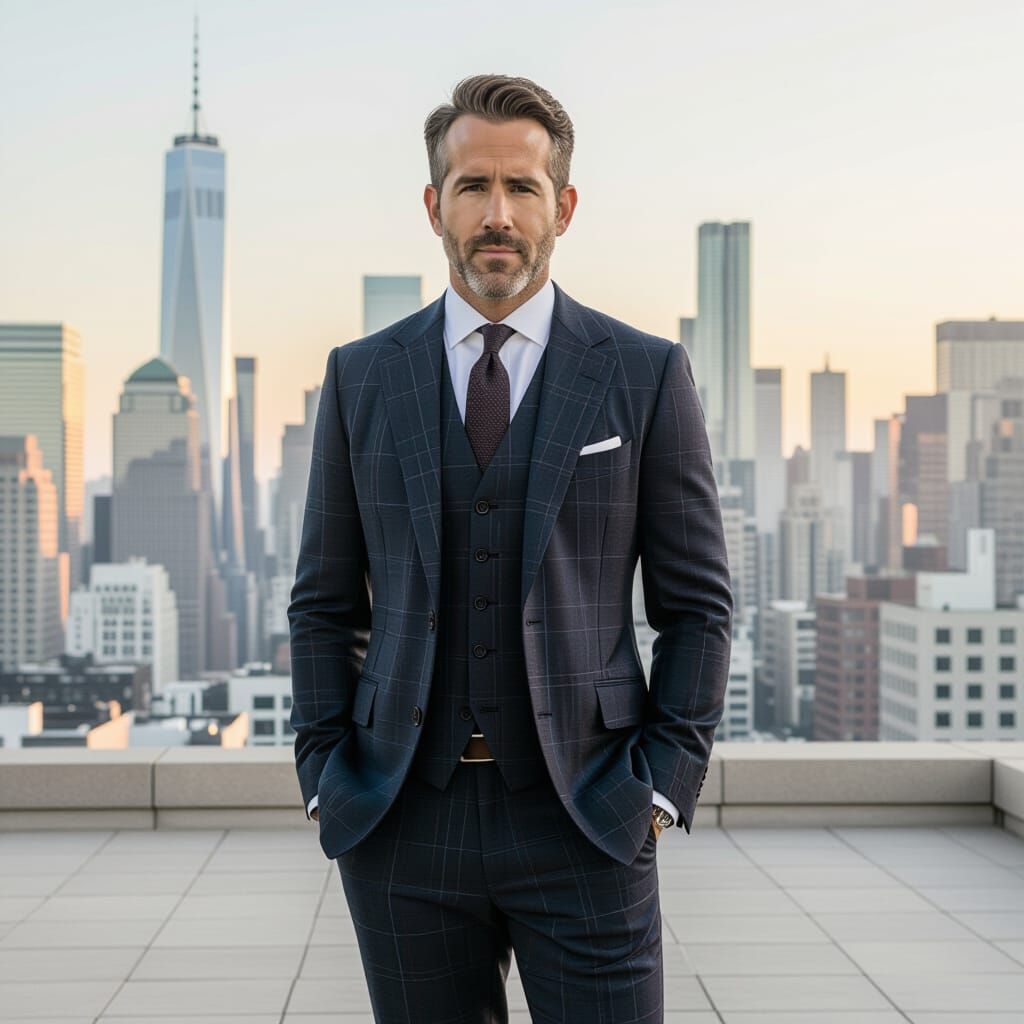 Ryan Reynolds in a Modern Cityscape: Realistic Portrait Phot...