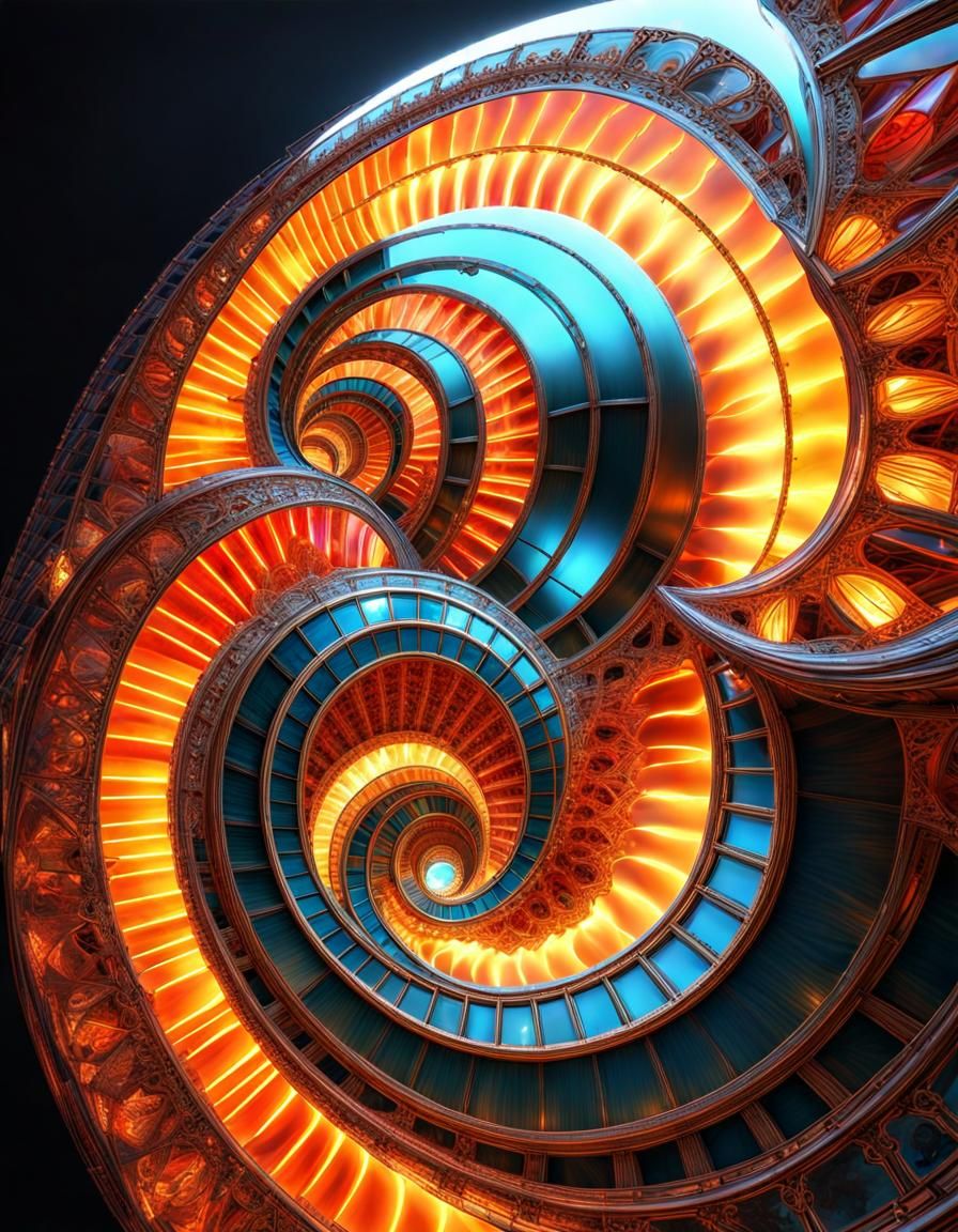 Luminous Spiral Wizard in Fractal Architecture