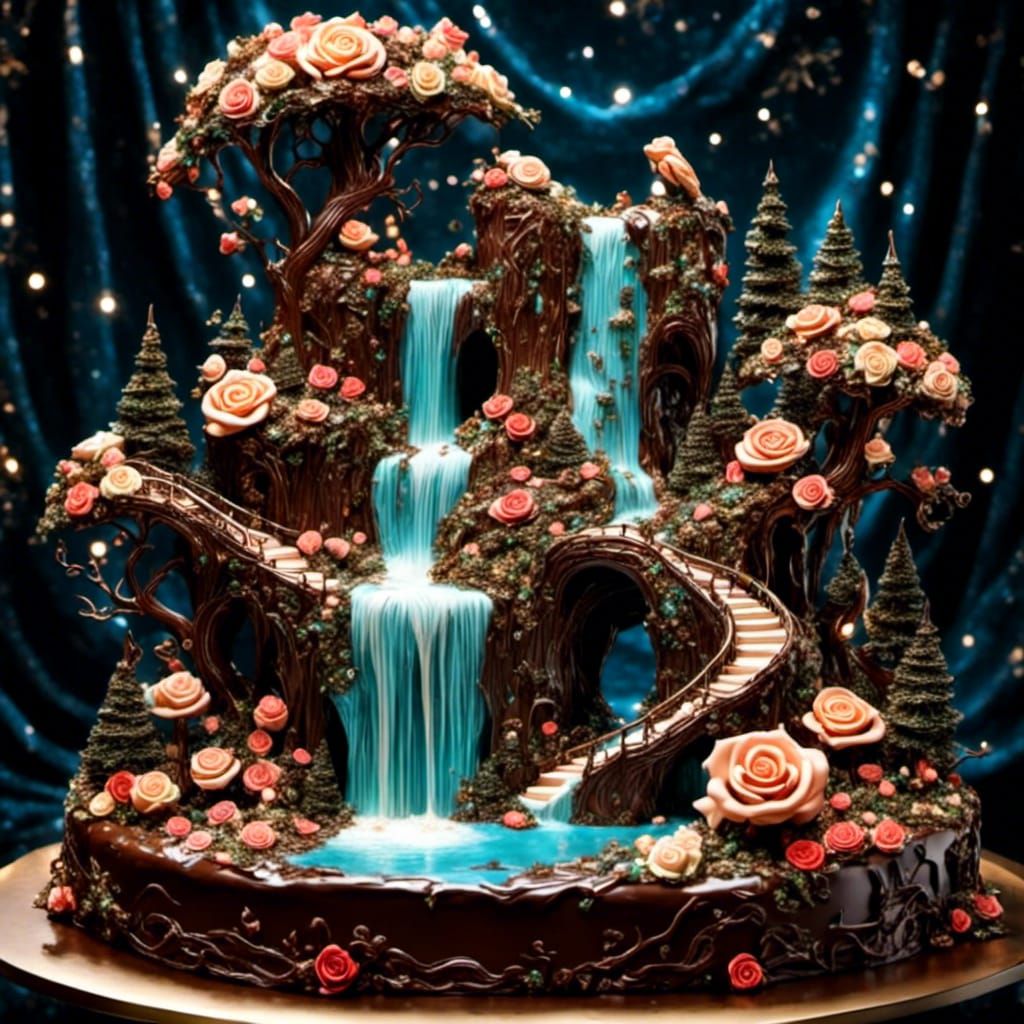Enchanting Chocolate Waterfall in Fairy Forest
