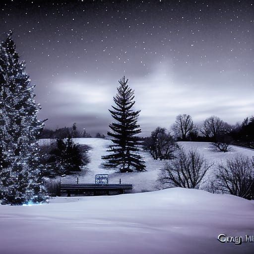 Icy Christmas Night in Fantasy Art Style