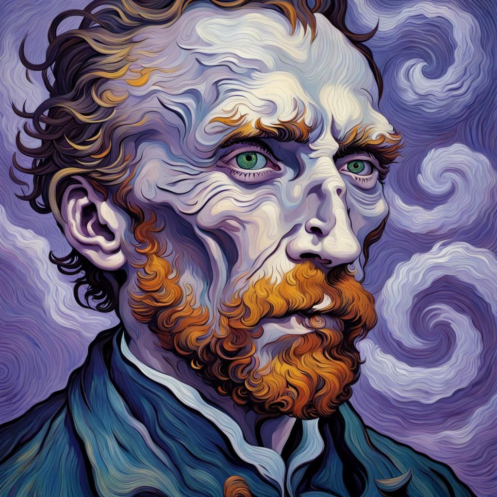 Tormented Portrait in Impasto Style