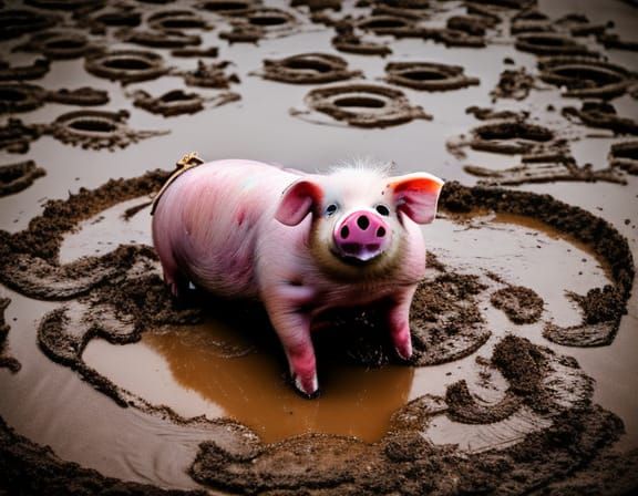 Happy Pig in Mud: Steampunk Zombiecore Farm