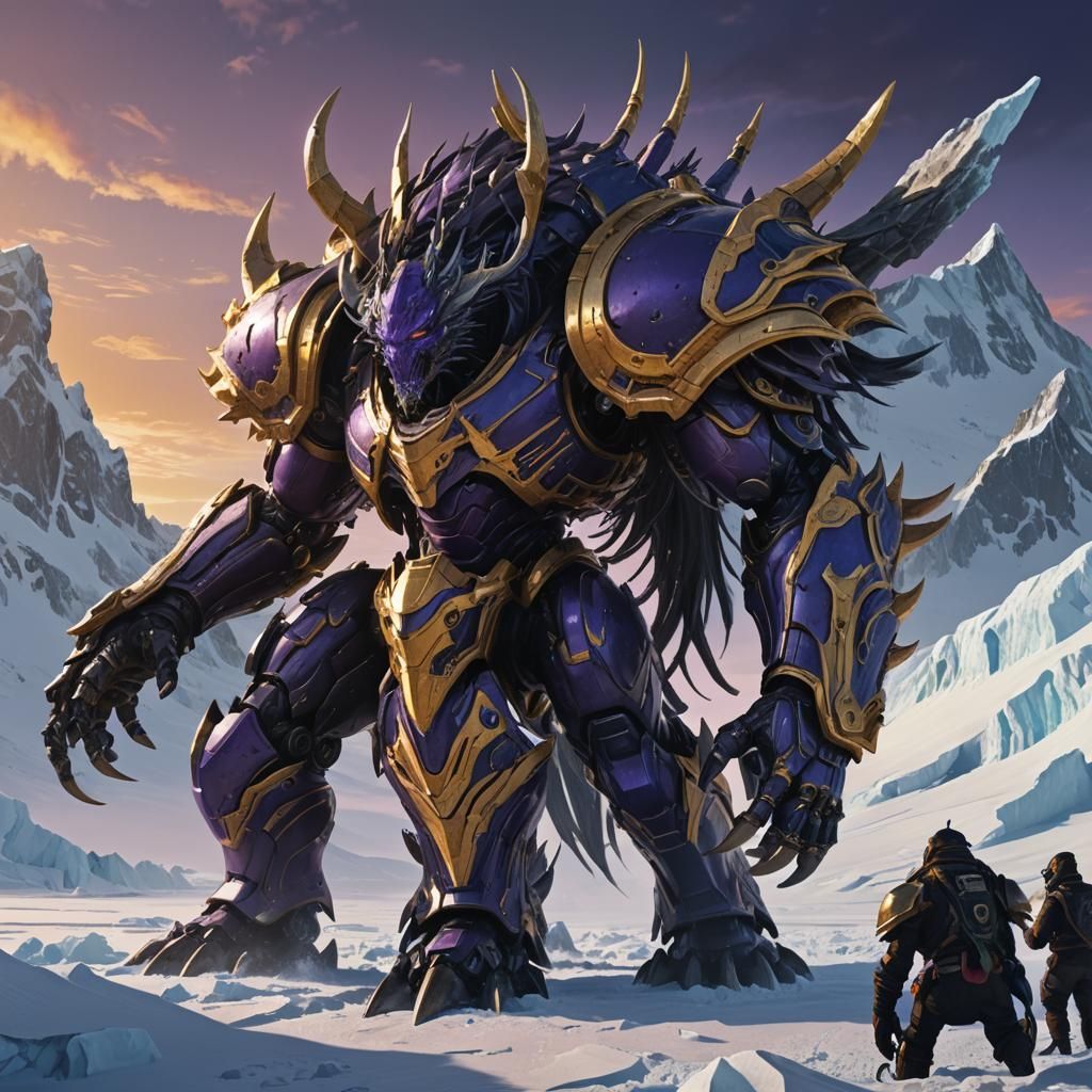 Armored Alien Invasion of Antarctica: Dark Fantasy Art