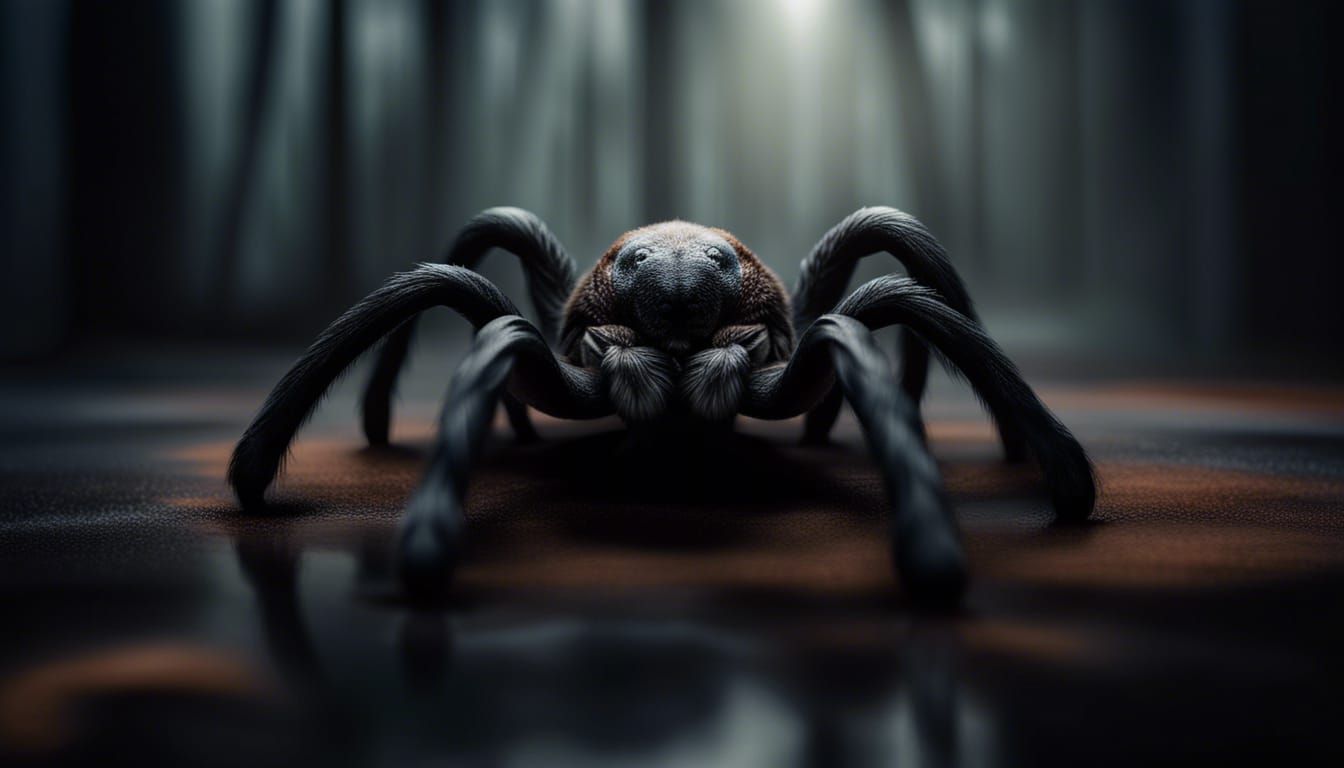 Eerie Liquid Ink Tarantula in Misty Woods