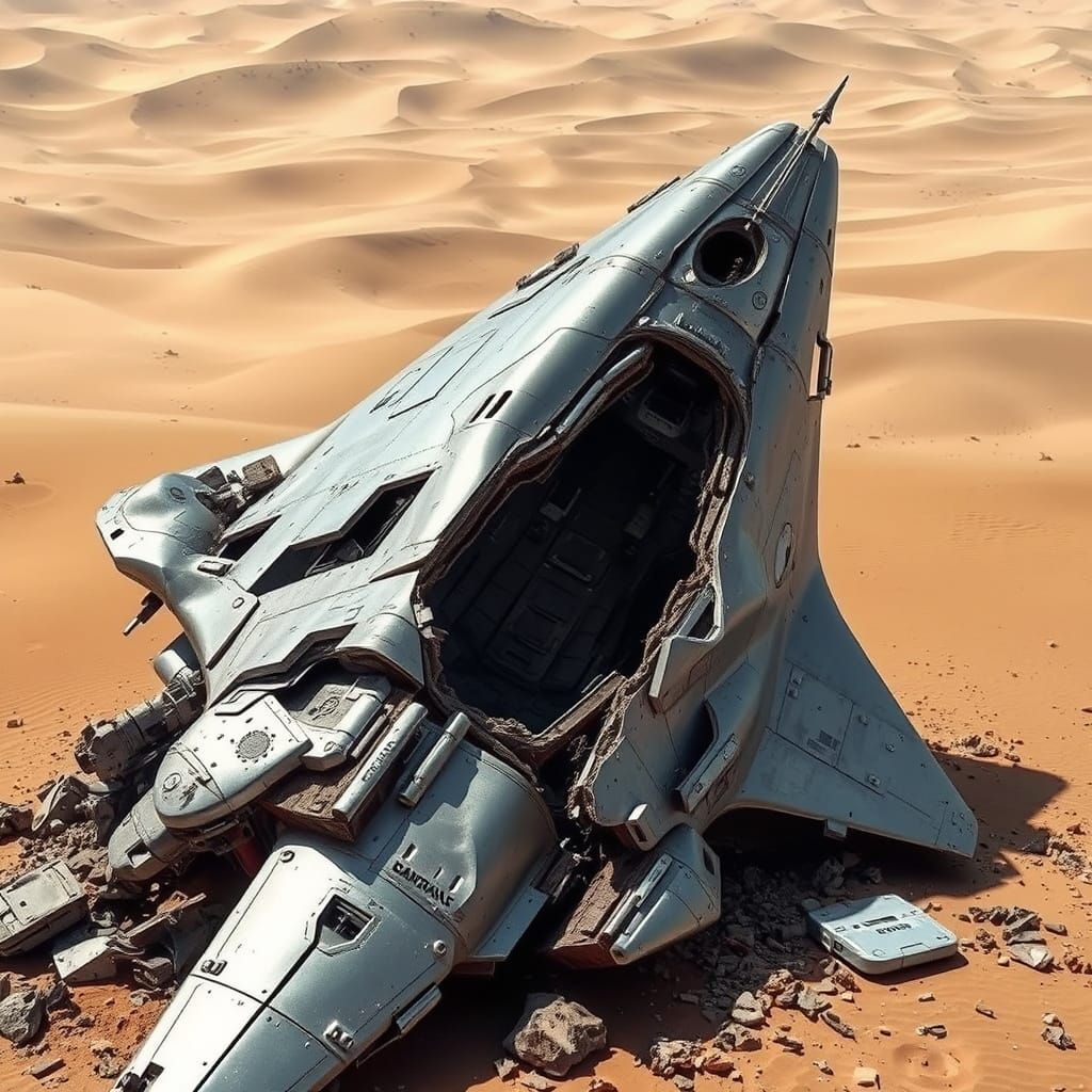 I watched the spaceship crash land in the desert