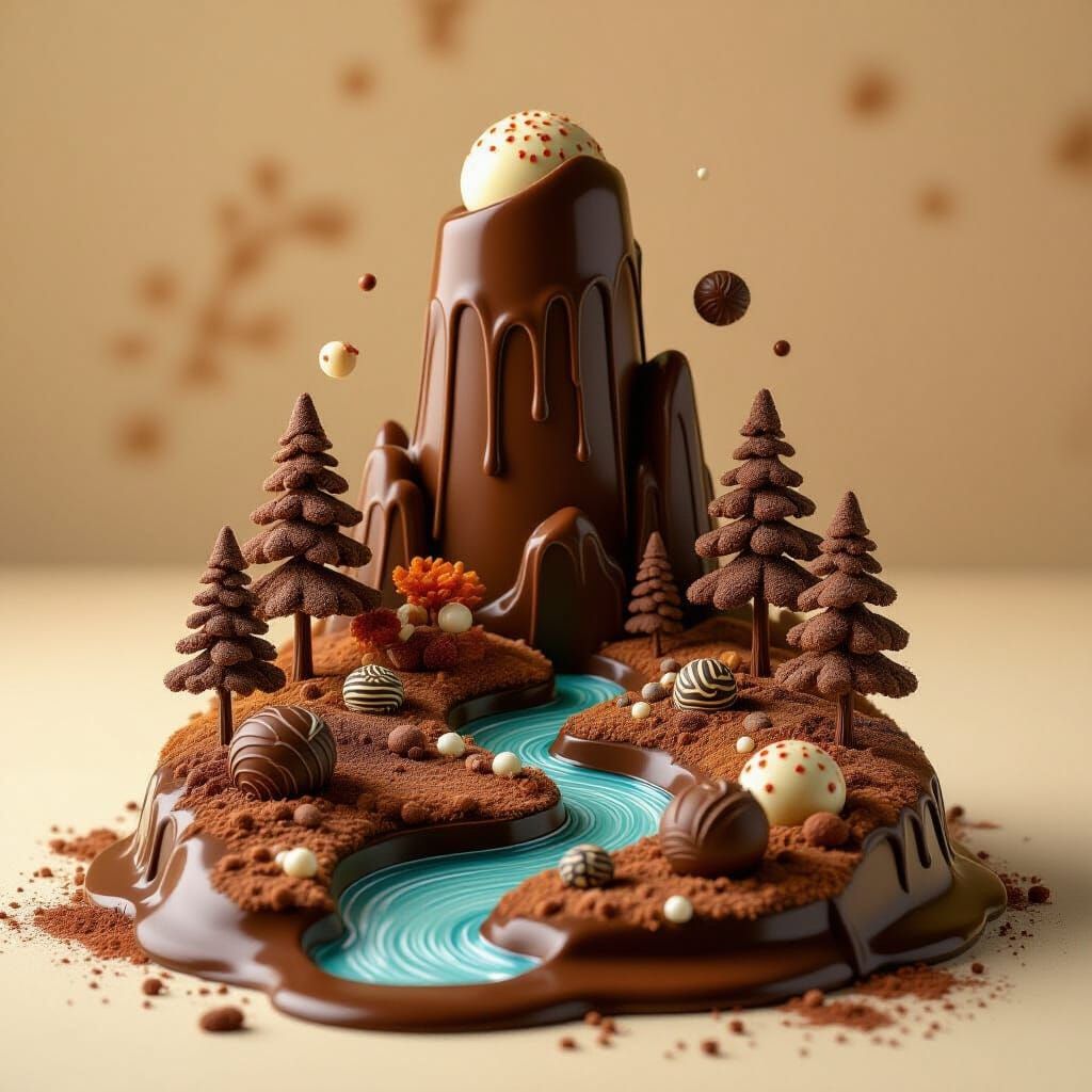 Chocolate Fantasy Landscape in Art Deco Style