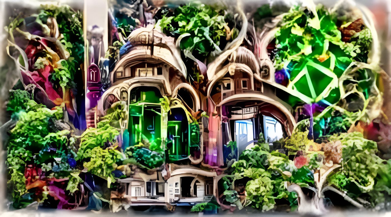 Magical Metropolis Atop Giant Trees in Photorealistic Style