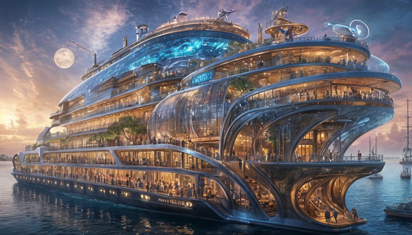 Futuristic Cruise Ship with Sustainable Design