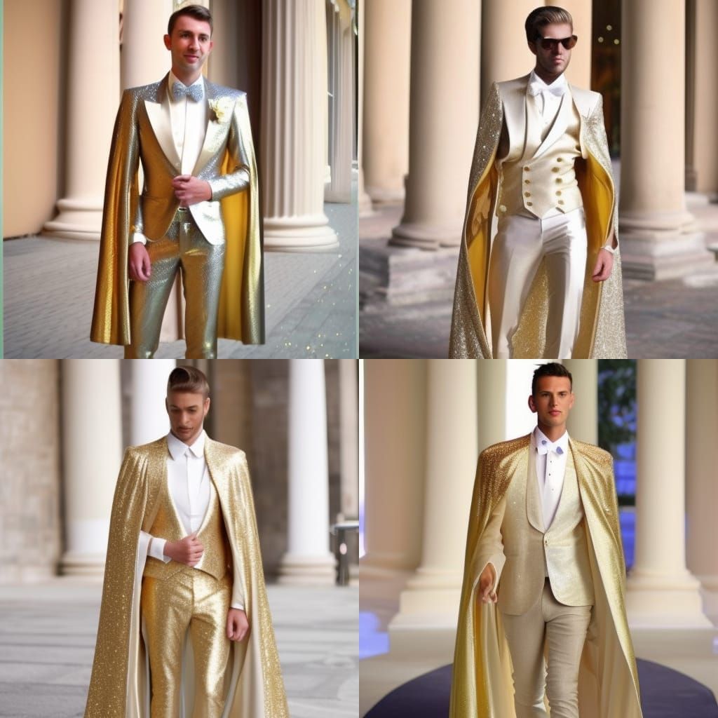 Flamboyant Gold and White Couture Groom Suit