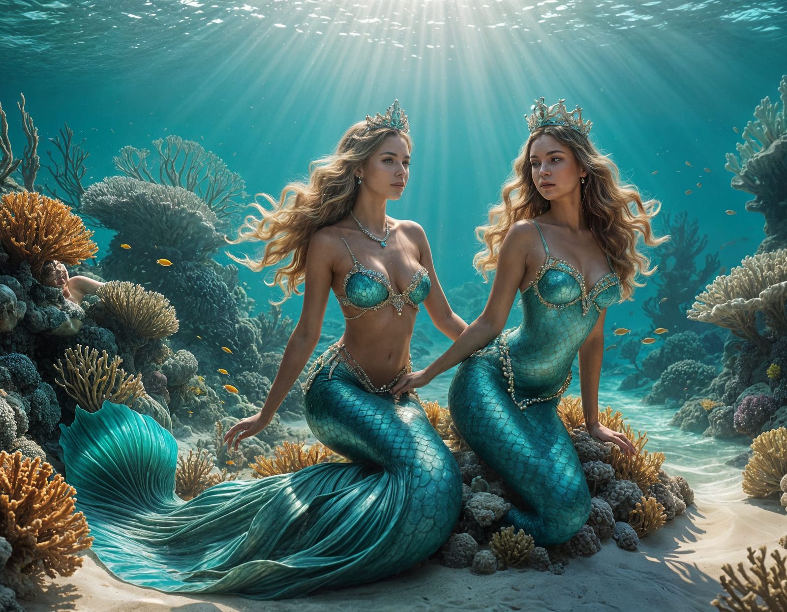 Mermaid in Turquoise Coral Reef: Photorealistic Portrait