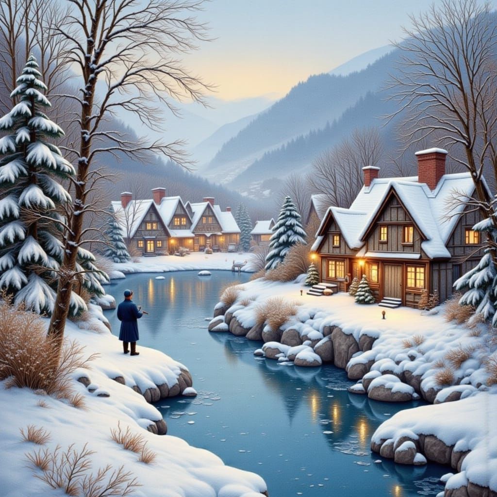 A quaint, snow-covered village…