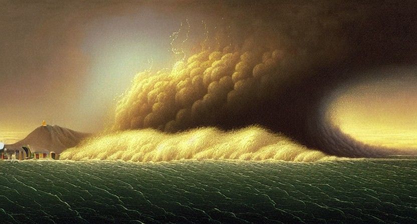 Tsunami Engulfs New York: A Digital Painting