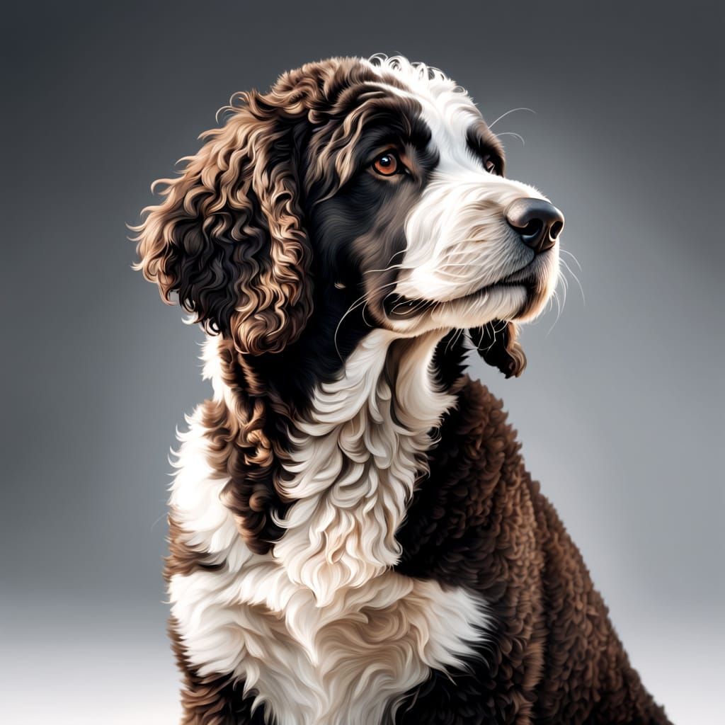 Spanish Water Dog Portrait in Photorealistic Style