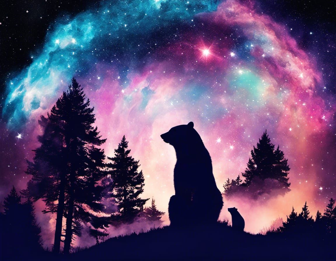 Polar Bear Galaxy Double Exposure Splash Art