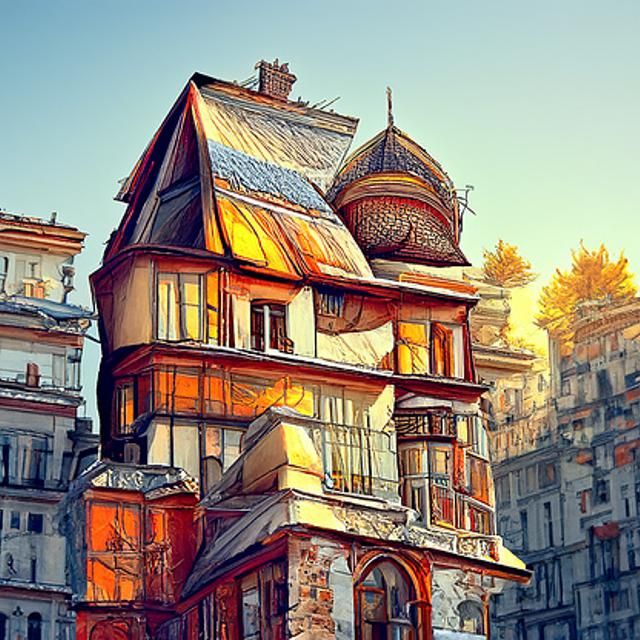 Hyperrealistic Architectural Illustration of Old Buildings