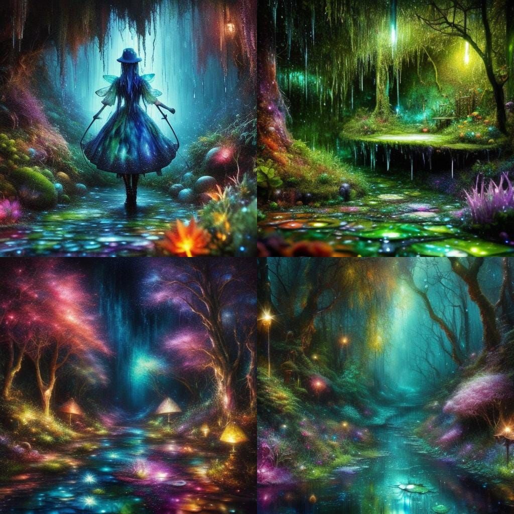 Psychedelic Fairy Sanctuary in Encaustic Wet-on-Wet Style