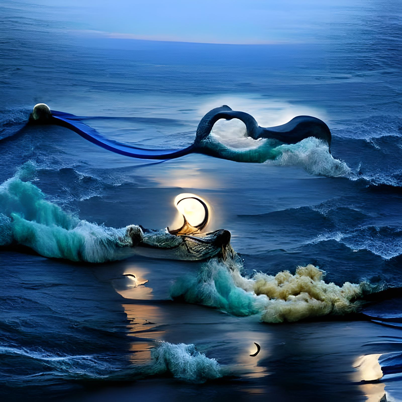 Moon Comforted by the Sea: A Tranquil Scene