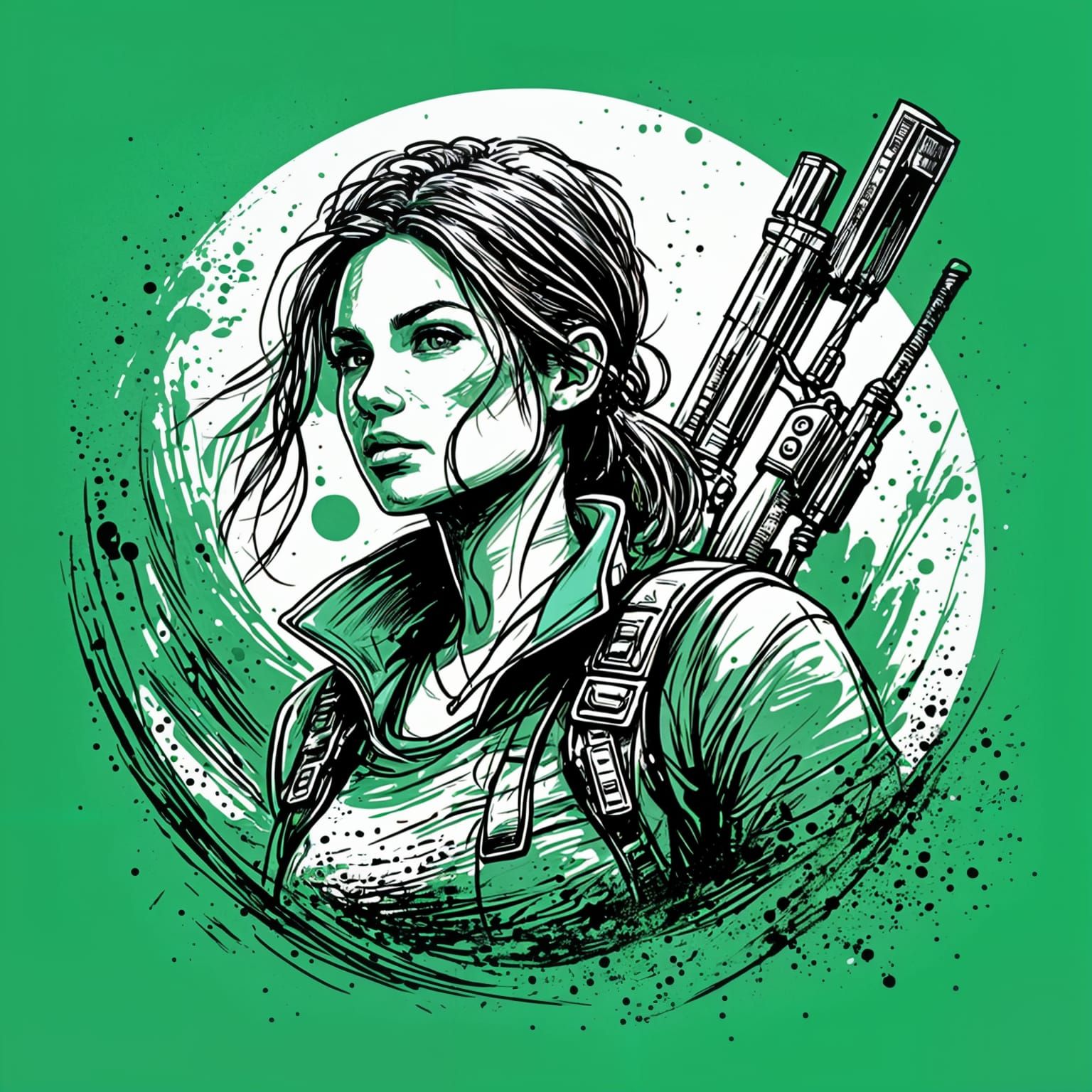 Lara Croft T-Shirt Logo in Hand-Drawn Style