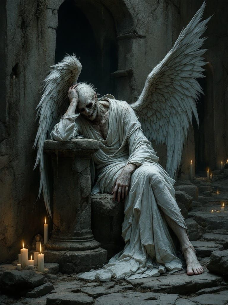 Fallen Angel in Desolate Mystical Realm