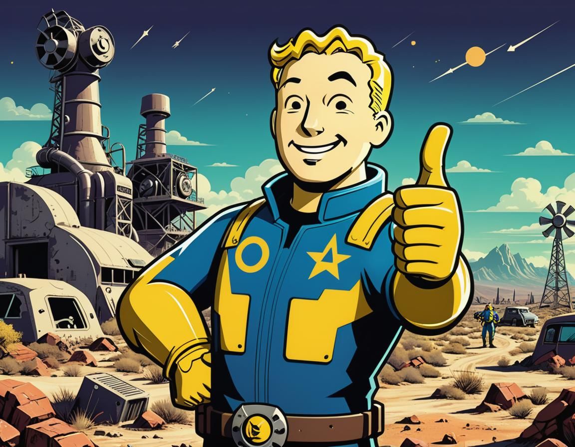 Retro Sci-Fi Fallout Boy in Atomic Wasteland